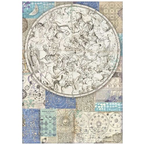 STAMPERIA, A4 Rice Paper Cosmos Infinity, Zodiac - Оризова декупажна хартия 