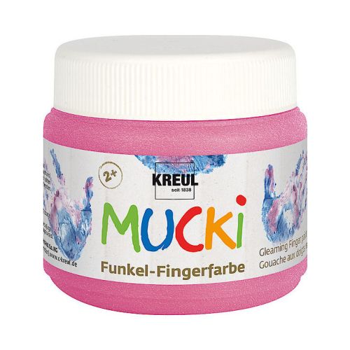 MUCKI, 2+, Gleaming Finger Paint - Безвредна Блестяща боя за детско рисуване (2+ год.) 150 мл - Приказно перлено розово