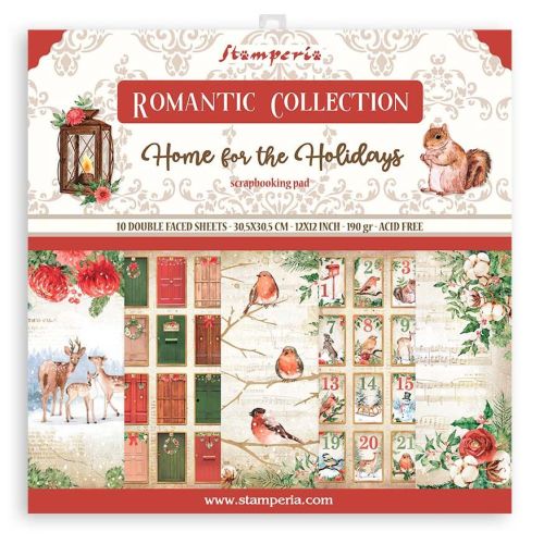 STAMPERIA, Romantic Home for the Holidays 12x12 Inch Paper Pack - Дизайнерски блок 12
