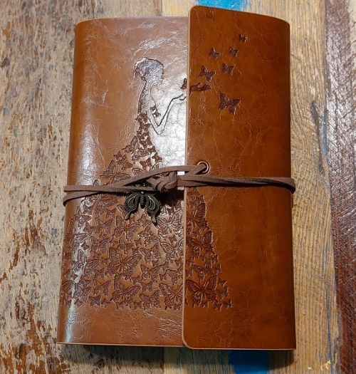 VINTAGE JAP NOTEBOOK  - Кожен бележник 18х12cм Butterflies LADY BROWN