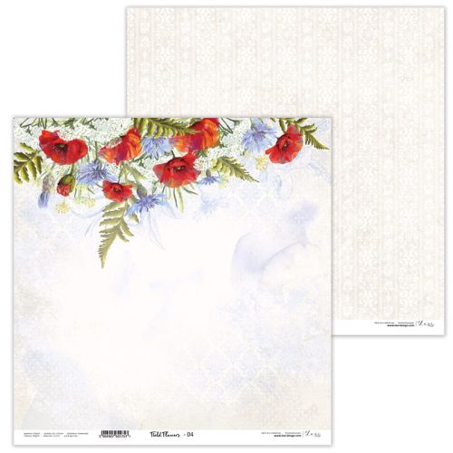 Lexi Design, Paper - Field Flowers 04 - Дизайнерски двустранен картон 30,5 х 30,5 см. 