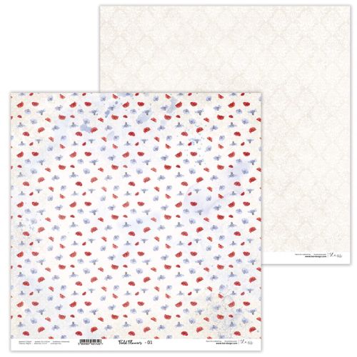 Lexi Design, Paper - Field Flowers 01 - Дизайнерски двустранен картон 30,5 х 30,5 см. 