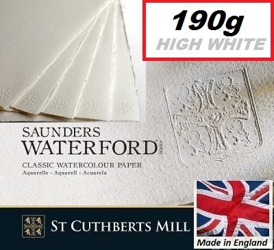 # SAUNDERS WATERFORD CP 190g HIGH WHITE 76 x 56 - Професионален акварелен ръчен картон 100% памук 