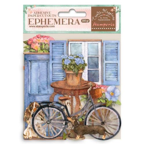 Ephemera - Welcome Home bicycle and flowers -  Kомплект самозалепващи хартиени елементи - 16 х 16 см.