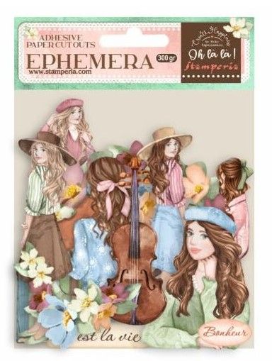 Ephemera - Oh La La Girls -  Kомплект самозалепващи хартиени елементи - 16 х 16 см.