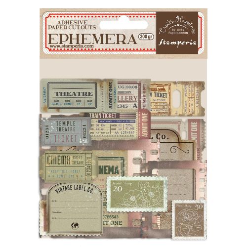 Ephemera - Christmas tickets -  Kомплект самозалепващи хартиени елементи - 16 х 16 см.