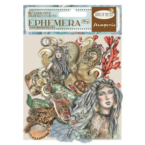 Ephemera - Songs of the Sea mermaids -  Kомплект самозалепващи хартиени елементи - 16 х 16 см.