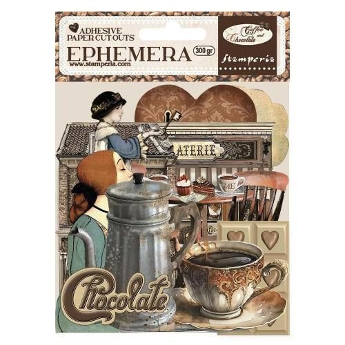 Ephemera - Coffee and Chocolate -  Kомплект самозалепващи хартиени елементи - 16 х 16 см.