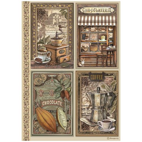 STAMPERIA - Coffee and Chocolate 4 cards - Оризова декупажна хартия A4