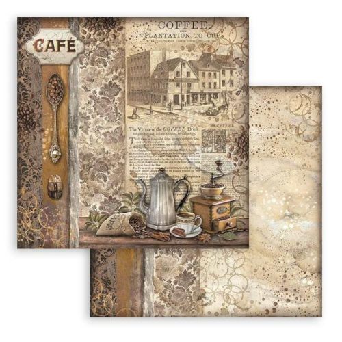 STAMPERIA, COFFEE AND CHOCOLATE GRINDER 12x12 Inch Paper Sheets