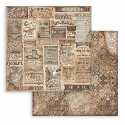 STAMPERIA, COFFEE AND CHOCOLATE LABELS 12x12 Inch Paper Sheets