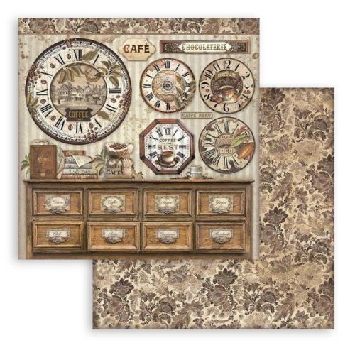 STAMPERIA, COFFEE AND CHOCOLATE CLOCKS 12x12 Inch Paper Sheets