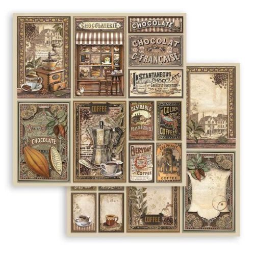 STAMPERIA, COFFEE AND CHOCOLATE CARDS, Paper Sheets - Дизайнерски скрапбукинг картон 30,5 х 30,5 см.