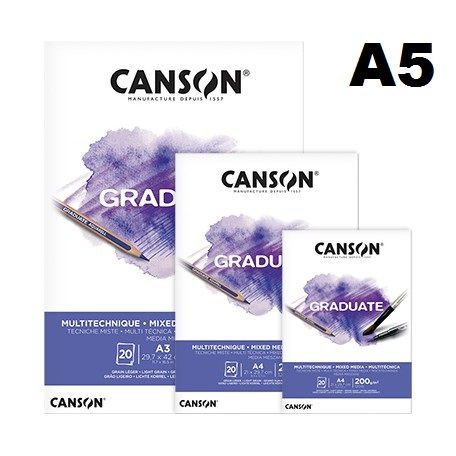 CANSON GRADUATE MIX-MEDIA 200g A5 -  блок CP 20л A5