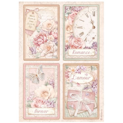 STAMPERIA - Romance Forever 4 cards - Оризова декупажна хартия A4