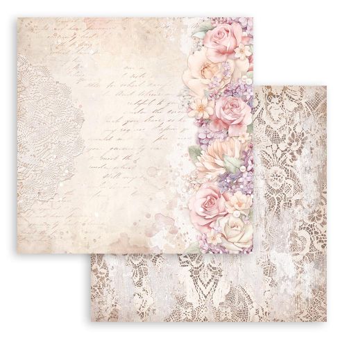 STAMPERIA, Romance Forever floral border 12x12 Inch Paper Sheets
