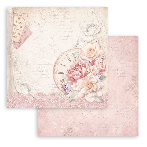 STAMPERIA, Romance Forever clock, Paper Sheets - Дизайнерски скрапбукинг картон 30,5 х 30,5 см.