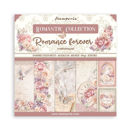 Дизайнерски блок Romance Forever, STAMPERIA 10л. 20.3 X 20.3 см. - 8x8 Inch Paper Pack