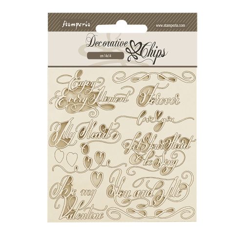 Decorative Chips Romance Forever quotes - Чипборд 3D елементи 14 х 14 см.