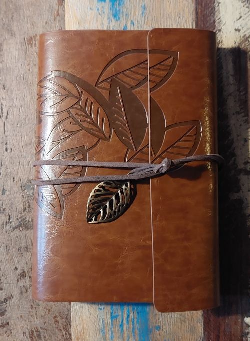 VINTAGE JAP NOTEBOOK  -  бележник 18х12cм LEAVES LT BROWN