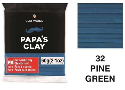 PAPA'S CLAY 60g - Полимерна глина PINE GREEN 32