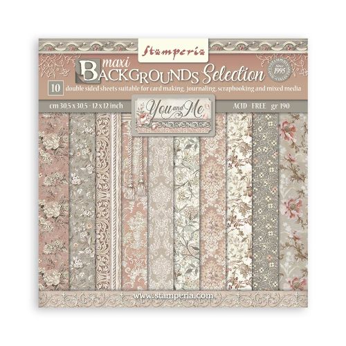 SCRAPBOOKING PAD 10 SHEETS - MAXI BACKGROUND SELECTION - YOU AND ME - Дизайнерски блок 12"x12" 