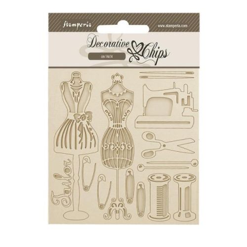 Decorative Chips BROCANTE ANTIQUES MANNEQUIN - Чипборд 3D елементи 14 х 14 см.