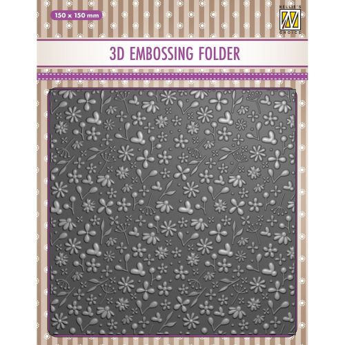 3D-embossing folder "Spring Flowers" 150x150mm - 3D Ембос папка