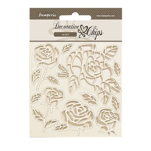Decorative Chips SHABBY ROSE ROSES PATTERN 14 x 14 cm.