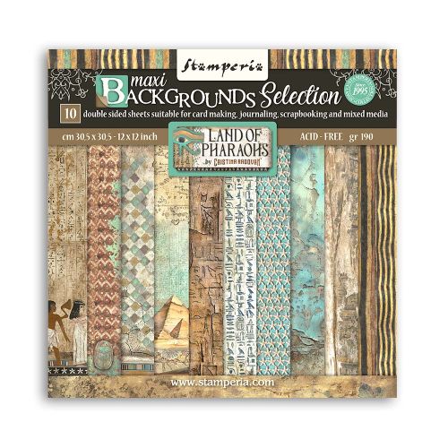SCRAPBOOKING PAD 10 SHEETS CM 30,5X30,5 (12"X12") - MAXI BACKGROUND SELECTION - LAND OF PHARAOHS