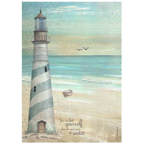 STAMPERIA, A4 Rice Paper SEA LAND LIGHTHOUSE