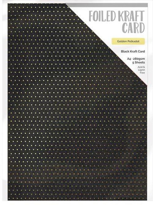 Foiled kraft card A4 280g - Лукс Ембос  фолиран картон А4 - Polka dot gold