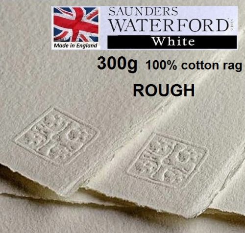# SAUNDERS WATERFORD ROUGH 300g WHITE 76 x 56 - Професионален акварелен ръчен картон 100% памук 