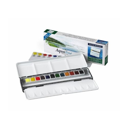 Daler Rowney Aquafine Watercolour metal box - Фин  английски акварел комплект 12 цв. метална кутия
