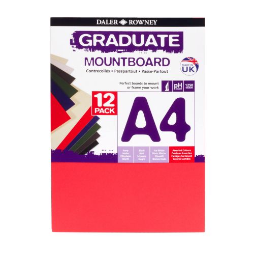 Daler-Rowney Graduate 1.25mm Thick A4 Mountboard 12 Assorted Colour