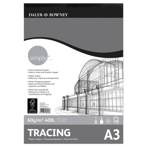 Daler Rowney Simply Tracing Pad A3- Бял транспарентен сатенен  паус 40 листа