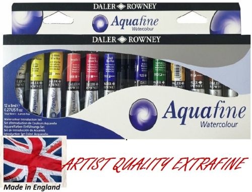 Daler Rowney Aquafine Watercolour INTRODUCTION SET - Фин  английски акварел комплект 12 цв. ТУБИ