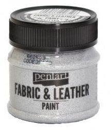 PENTART - FABRIC & LEATHER PAINT, 50 ml. - Glittering Silver