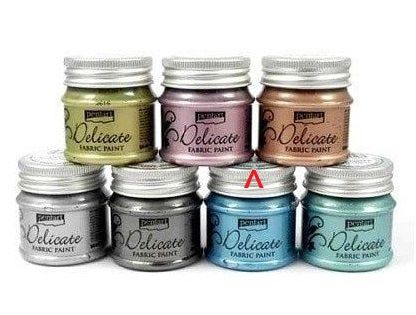 PENTART, DELICATE - FABRIC & LEATHER PEARL PAINT, 50 ml. - Bluish Silver