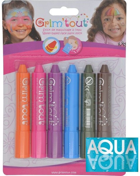  ГРИМ - ПАСТЕЛ RAINBOW 6цв - GRIM TOUT FACE STICKS SET FRANCE - AQUA