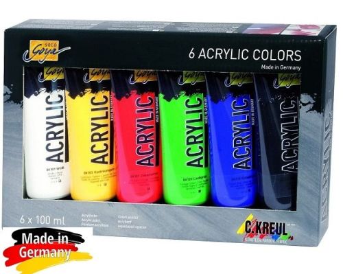 Goya ACRYLIC 6 X 100ml - Фин акрил за рисуване КОМПЛЕКТ 6цв