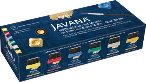 KREUL Javana Farbic Paint Metallic Basic colors Set of 6