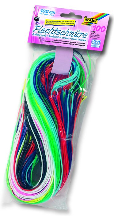 FOLIA FLECHTSCHNURE - Силиконови шнурове за плетене 100бр микс X 1метър