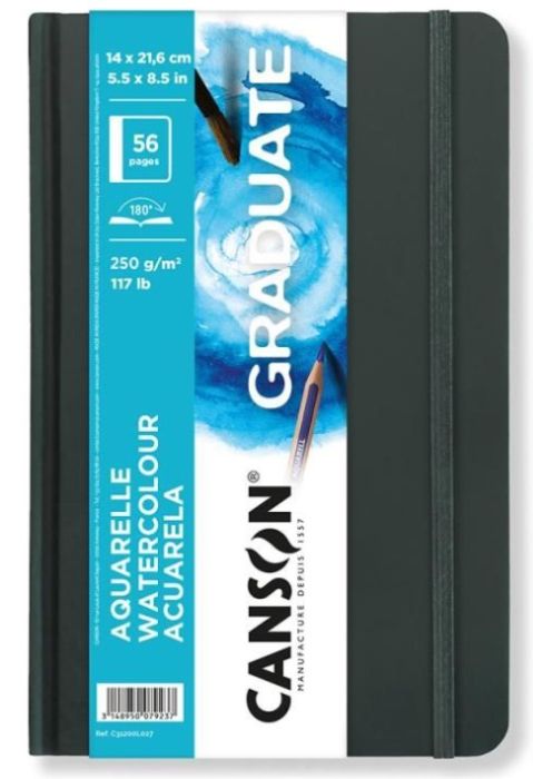 Canson Graduate Watercolour Book - Скечбук с твърди корици за акварел 56 стр  / 250g 