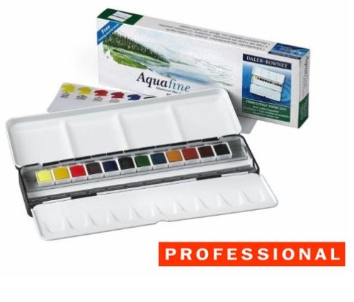 Daler Rowney Aquafine Watercolour metal box (12 half pans)