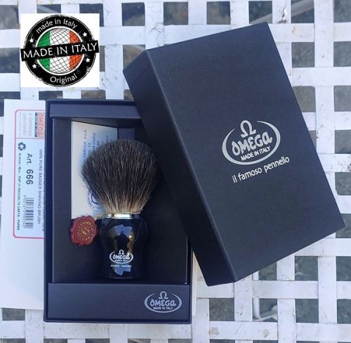 OMEGA DELUXE Black BADGER shaving brush - Четка за бръснене ЯЗОВЕЦ