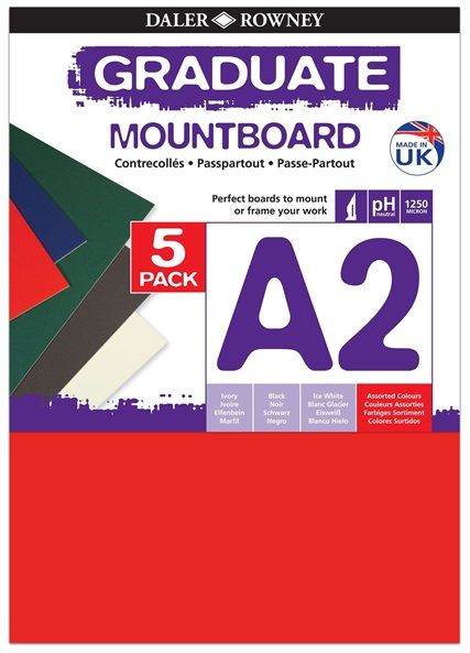 Daler-Rowney Graduate 1.25mm Thick A4 Mountboard 12 Assorted Colour