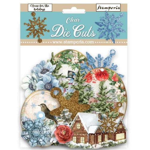 3D Clear Die cuts - Romantic Home for the holidays - 3D комплект транспарент елементи - 15 х 15 см.