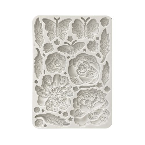 Silicon mold A5 - Old Lace butterfly and flowers