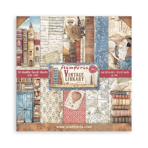 SCRAPBOOKING PAD 10 SHEETS - Vintage Library - Дизайнерски блок 12"x12" 